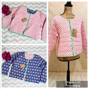 🌺 J. CREW 🌺Pink Blue Reversible Quilt Smock Coat